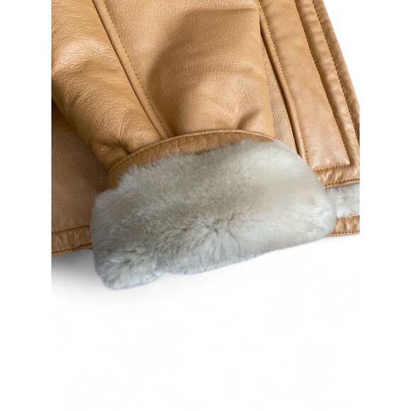 Wilsons Leather Women's Tan Faux Shearling-Lined Jacket Belted Waist S READ - Picture 6 of 11